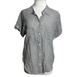 Anthropologie Cloth & stone striped popover button down top sz S
